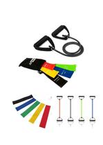 Kit 6 extensores elasticos com faixa elastica para treinamentos pilates - SLU Fitness