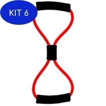 Kit 6 Extensores Elásticos Multifuncional Ginástica Exercício Fit