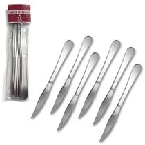 Kit 6 Faca de Churrasco Cozinha Jantar Aço Inox 22,5cm