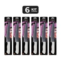 Kit 6 faca de cozinha 8" em inox e polipropileno slim
