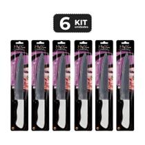 Kit 6 faca de cozinha 8" em inox e polipropileno slim