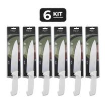 Kit 6 faca para chef 8" cabo de polipropileno branco