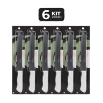 Kit 6 faca para pao 8" cabo de polipropileno branco