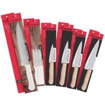 Kit 6 Facas Aço Carbono e Inox Cozinha Churrasco Cabo Branco e Cabo Marrom Kit 6 Facas Aço Carbono e Inox Cozinha Churrasco Cabo Branco e Cabo Marrom
