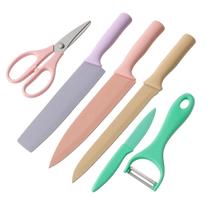 Kit 6 Facas Coloridas De Cozinha Aço Inox Lâminas Afiadas