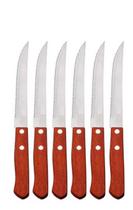 Kit 6 facas de mesa aço inox cabo de madeira wooden fratelli