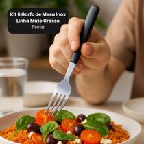 Kit 6 Facas de Mesa Inox Serrilhada Cabo Preto Linha Mato Grosso 20cm Anti Ferrugem Anatômicas Duráveis Faqueiro Completo Kit 6 Facas de Mesa Inox Serrilhada Cabo Preto Linha Mato Grosso 20cm Anti Ferrugem Anatômicas Duráveis Faqueiro Completo