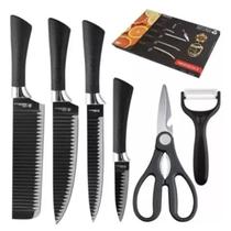 Kit 6 Facas Linha Chefe Em Aço Inox Clink cor Preto