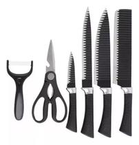 Kit 6 Facas Pretas Profissionais Aço Inoxidável