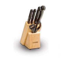 Kit 6 Facas Ultracorte Inox/Preto e Suporte de Madeira Kit 6 Facas Ultracorte Inox/Preto e Suporte de Madeira