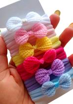 Kit 6 Faixa de Cabelo Rn Bebê Na Meia De Seda Crochê Kit 6 Faixa de Cabelo Rn Bebê Na Meia De Seda Crochê