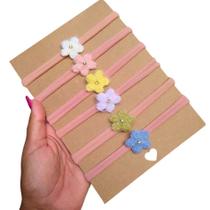 Kit 6 Faixas Laço Flor Pelúcia De Cabelo Rn Bebê Meia Seda Kit 6 Faixas Laço Flor Pelúcia De Cabelo Rn Bebê Meia Seda