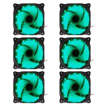 Kit 6 Fan Cooler Gamer Led Verde 120x120mm