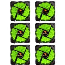 Kit 6 Fan Cooler Gamer Led Verde 120x120mm