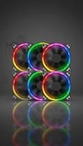 Kit 6 Fans ARGB Dupla Face p/ Gabinete c/ Controle