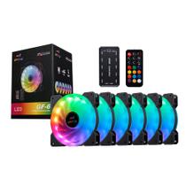 Kit 6 Fans Coolers Gamer De Resfriamento ARGB 120MM c/ Controladora e Controle Remoto