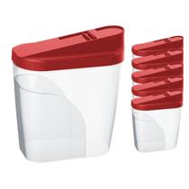 Kit 6 Farinheira Multiuso 1 Litro Tampa Preta p/ Farinha Açúcar Sabão em Pó