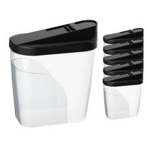 Kit 6 Farinheira Multiuso 1 Litro Tampa Preta p/ Farinha Açúcar Sabão em Pó