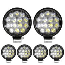 Kit 6 Farol 14 Leds Milha Off Road Redondo 42w Jeep 12v/24v