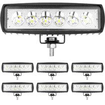 Kit 6 Farol De Barra Linear Auxiliar 6 Leds 18w Universal Caminhão Carro Trator Onibus Jeep Atv Picape Hummer 6000k