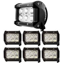 Kit 6 Farol Milha 6 Led 18w Quadrado Off-road 6000k 12v 24v Universal Moto Carro Atv Troller Caminhões Kit 6 Farol Milha 6 Led 18w Quadrado Off-road 6000k 12v 24v Universal Moto Carro Atv Troller Caminhões