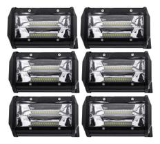 Kit 6 Farol Milha Auxiliar 24led 72w 9v60v Retangulo Offroad