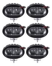 Kit 6 Farol Milha Auxiliar 2led 20w 9v80v Oval Offroad 6500k