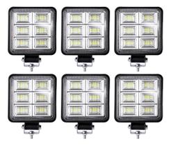 Kit 6 Farol Milha Auxiliar 48led 144w 9v36v Quadrado Offroad