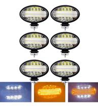 Kit 6 Farol Milha Auxiliar 48led 144w Oval Offroad Strobo