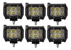 Kit 6 Farol Milha Auxiliar 6 Led Agrícola Off Road 18w 6500k Kit 6 Farol Milha Auxiliar 6 Led Agrícola Off Road 18w 6500k