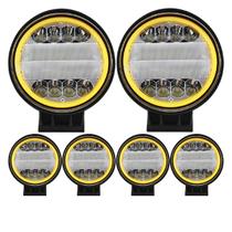 Kit 6 Farol Milha Led Redondo 72w Pisca Âmbar Seta 10-36v Kit 6 Farol Milha Led Redondo 72w Pisca Âmbar Seta 10-36v