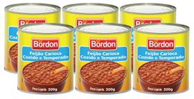 kit 6 Feijão Carioca Cozido e Temperado Bordon Lata 300g kit 6 Feijão Carioca Cozido e Temperado Bordon Lata 300g