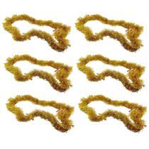 Kit 6 Festão Metalizado Natal Dourado Decoração Luxo 2mx10cm