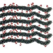 Kit 6 Festão Verde Nevada Com Papai Noel Decoração Natal 2m