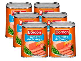 Kit 6 fiambre bordon sabor frango lata 320g