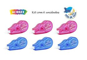 Kit 6 Fita Corretiva Mini Colorida 5mm X 3m Acrilex