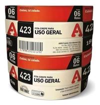 Kit 6 Fita Crepe Fina Uso Geral E Pintura 18mm X 50m Adere