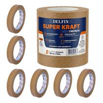 Kit 6 Fita Kraft Crepada Delfix Super Kraft 18mm X 40m Kit 6 Fita Kraft Crepada Delfix Super Kraft 18mm X 40m