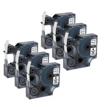 Kit 6 Fitas Compatível Dymo D1 45013 Branca Letra Preta 12mm