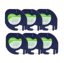Kit 6 Fitas Compatível Dymo Letratag 91200 Papel