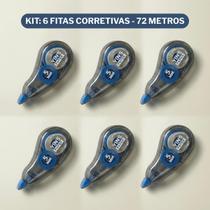 Kit 6 Fitas Corretivas 12 Metros Para Home Office E Estudos Sem Borrões Prático - Kit 6 Fitas Corretivas 12 Metros Para Home Office E Estudos Sem Borrões Prático -