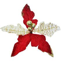 Kit 6 Flor Artificial Decoração Brilho Vermelho Gliter 15cm Kit 6 Flor Artificial Decoração Brilho Vermelho Gliter 15cm