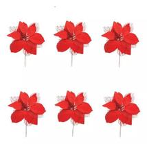 Kit 6 Flor Bico De Papagaio Vermelho Luxo Natal 20cm Veludo Kit 6 Flor Bico De Papagaio Vermelho Luxo Natal 20cm Veludo