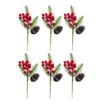 Kit 6 Flor Cerejinha Bolinha Vermelha Enfeite De Natal 25 Cm Kit 6 Flor Cerejinha Bolinha Vermelha Enfeite De Natal 25 Cm