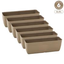 Kit 6 Floreiras Sem Pratos 11,5L Jardineiras Vasos Plásticos Retangulares Diversas Cores