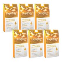 kit 6 Folhas Prontas Corporais Depilação Cera Depilflax Natural 120 Unid.