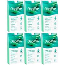 Kit 6 Folhas Prontas Depilação Corporal Aloe Vera Depilflax Cera Fria Perna Braco Axila 20un Kit 6 Folhas Prontas Depilação Corporal Aloe Vera Depilflax Cera Fria Perna Braco Axila 20un