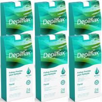 Kit 6 Folhas Prontas Facial Depilação Cera Depilflax Aloe Vera 144un