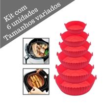 Kit 6 Forma Silicone Air Fryer Tamanhos Variados - Microondas Fritadeira Assadeira