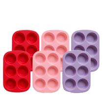Kit 6 forma silicone muffin bolo cupcake 6 compatimento pratica gourmet compacta assa forno freezer